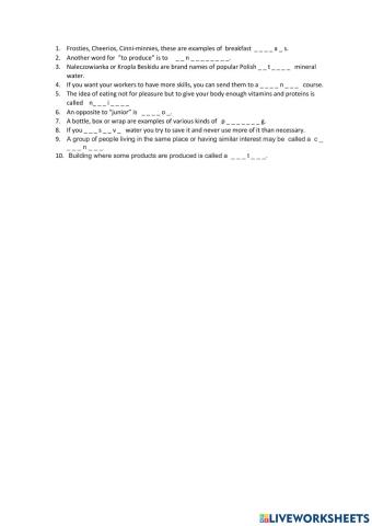 Words from Business Results Pre-int unit one listening