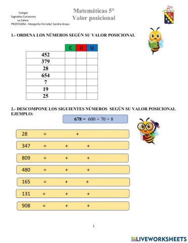 Valor posicional  adecuacion curricular