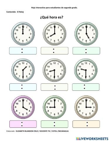 El Reloj  hora y minutos