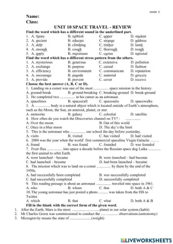 Unit 10 space travel