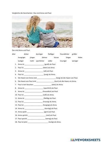 Bildbeschreibung - Komparariv der Adjektive