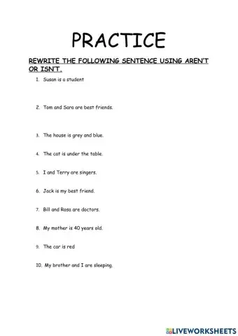 Verbo To be negativo