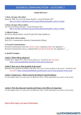 BC Lesson 07 Outcome 2 Example References
