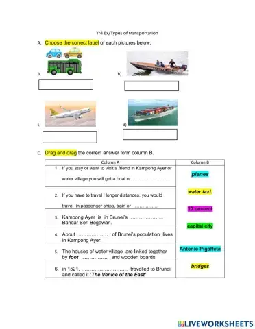 Yr4 Wk15 Types of transportation