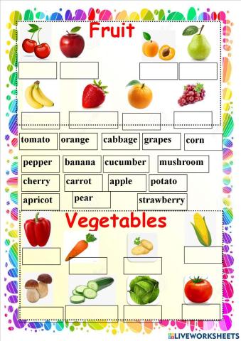 Fruits and vegetables