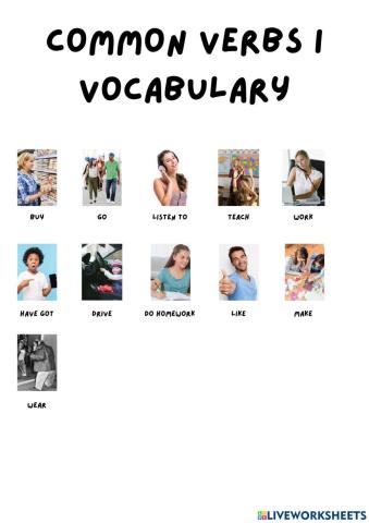 Common verbs I vocabulary list