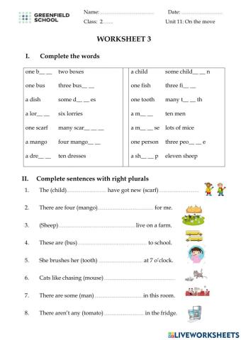Unit 11 On the move Worksheet 3