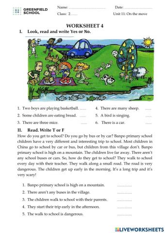 Unit 11 On the move Worksheet 4