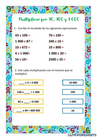 Multiplicación por 10, 100, 1 000
