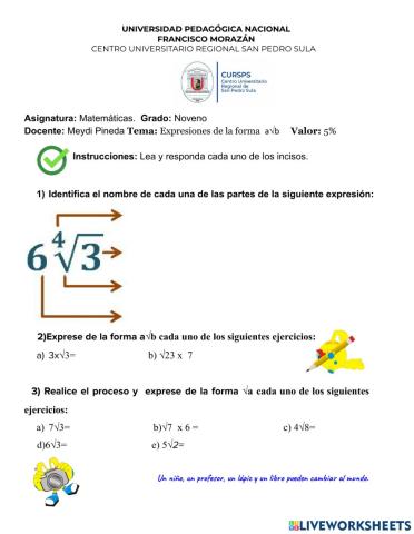 Tema: Expresiones de la forma  a√b