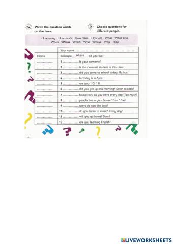 Question words dialogues