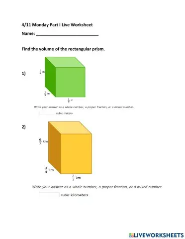 Volume of Prism with Fractional Sides
