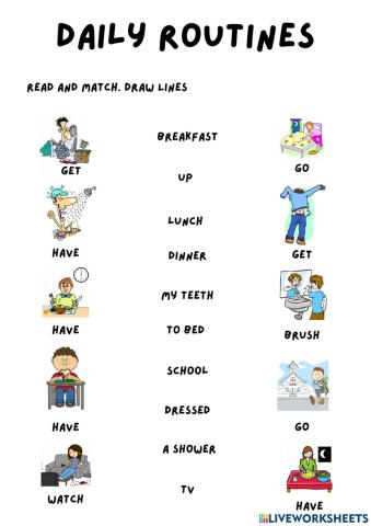 Daily routines vocabulary practice