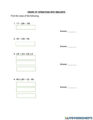 Order of operation with brackets