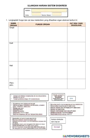 UH SISTEM EKSKRESI KELAS 8 