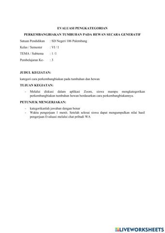 Klasifikasi hewan berdasarkan cara perkembangbiakannya