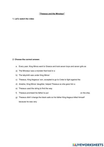 The myth Theseus and the Minotaur