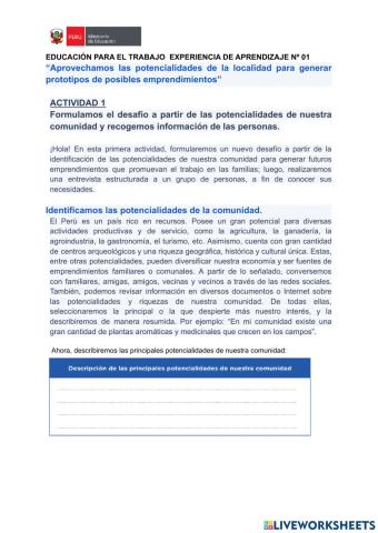 Formulamos el desafío a partir de las potencialidades de nuestra comunidad y recogemos información de las personas