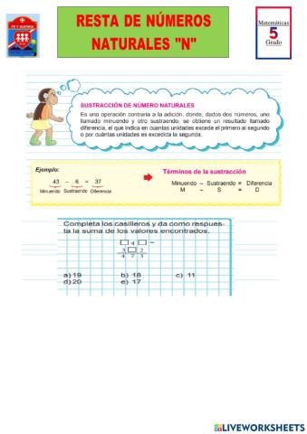 Resta de Números Naturales