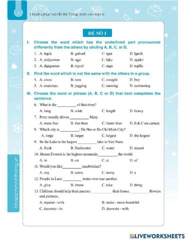 Ôn thi vào 6 - đề 1 bvv