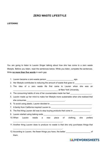 Listening: Zero Waste Lifestyle