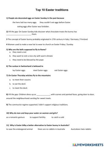 Top 10 Easter tradtions