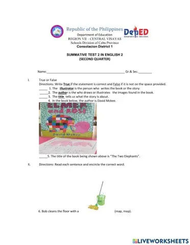 English district summative test 1