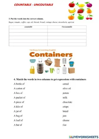 Countable- uncountable-containers