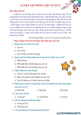 Luyện tập TV4 tuần 31