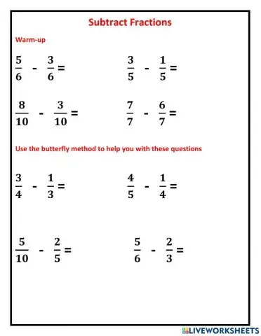 Subtract using butterfly method
