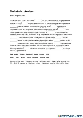 W mieszkaniu - słownictwo