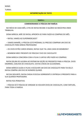 Interpretação - páscoa