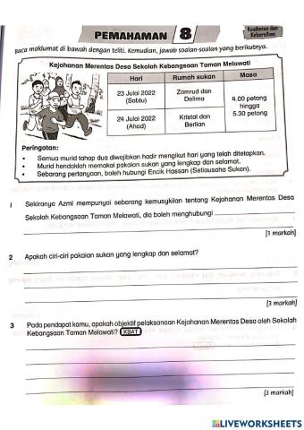 Latihan pemahaman tahap  2