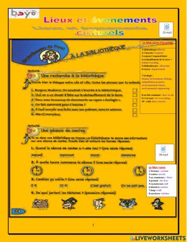 Lieux de vie et evenements culturels