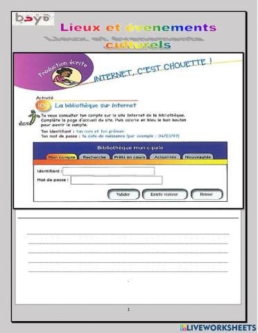 Production ecrite lieux et evenements culturels