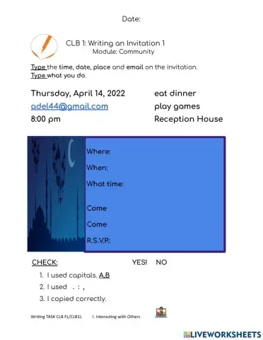 CLB 1: Writing an Invitation 1