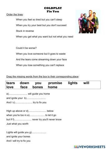 Song Fix You - Coldplay
