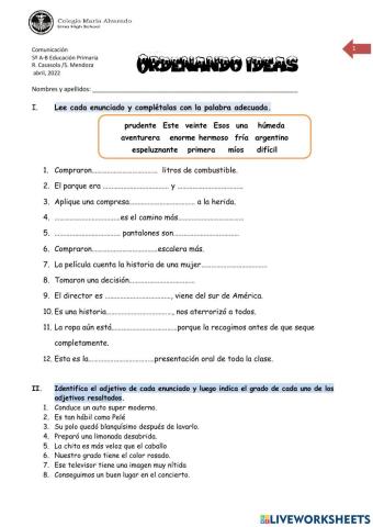 Adjetivos y concordancia