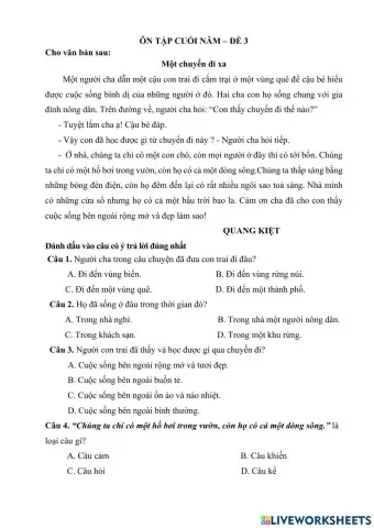 Ôn tâp tv - đề 3