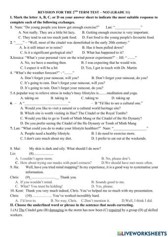 Revision for the 2nd term test – no3 (grade 11)