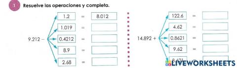 Suma y resta con decimales
