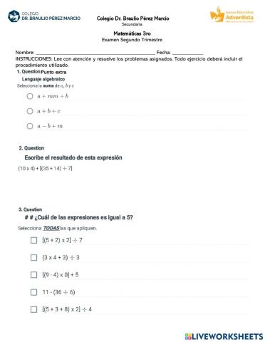 Matemáticas examen