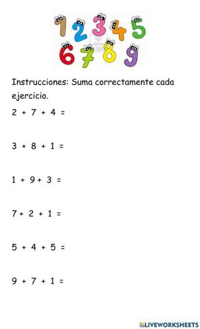 Suma con tres sumandos