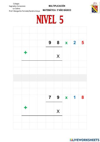 Multiplicaciones Nivel 5
