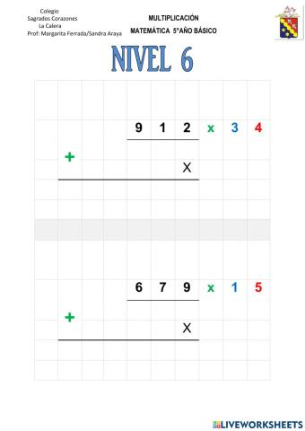 Multiplicaciones Nivel 6