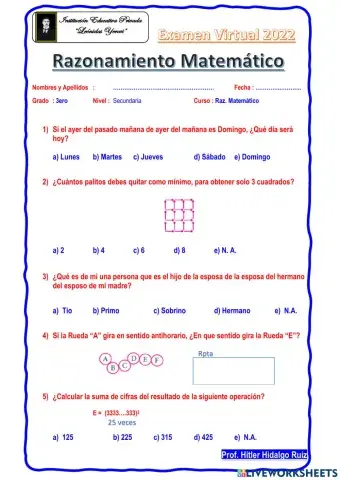 Razonamiento Matemático 2do