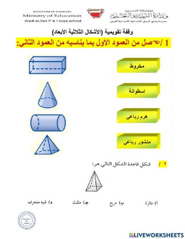 وقفة تقويمية على الأشكال الثلاثية الأبعاد