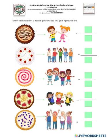 Reparto equitativo con fracciones