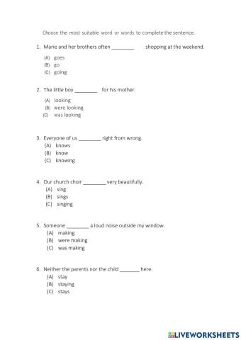 Subject & Verb Agreement