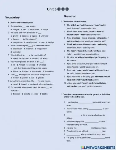 8. Unit 5. Grammar Test.